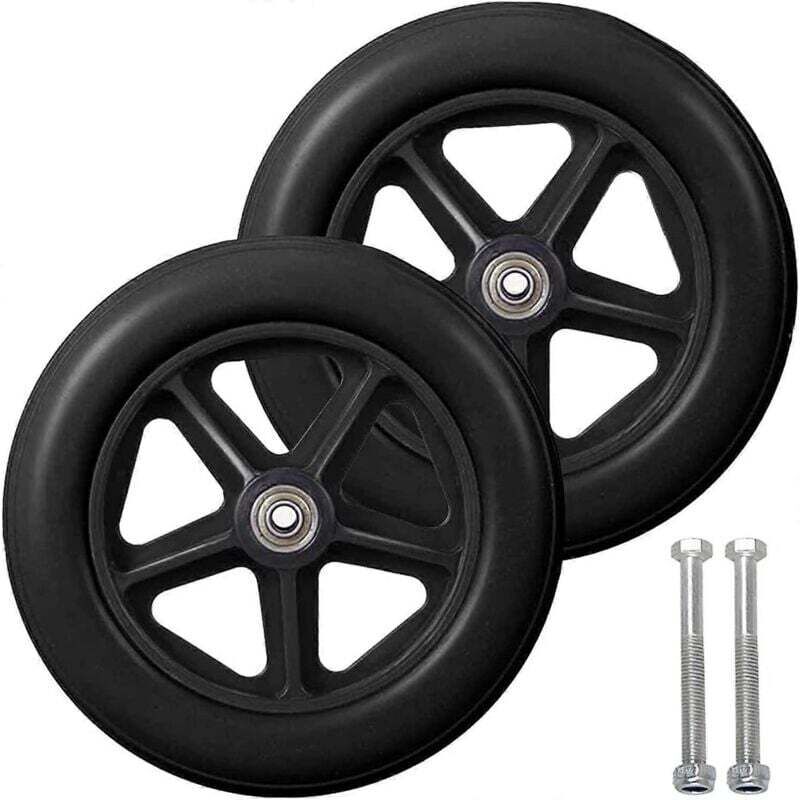 Basetbl - Roulette avant de 8 pouces, 2 roues de rechange pour fauteuil roulant, pneu solide antidérapant, 190 mm gris en noir