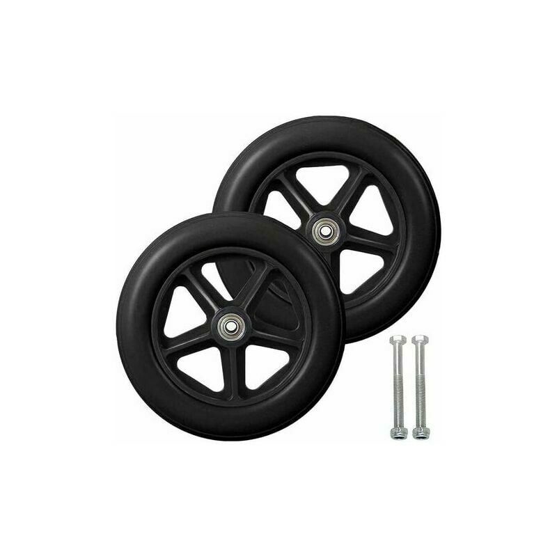 Dpzo - Roulette Avant De 8 Pouces, 2pcs Roues De Remplacement pour Fauteuil Roulan, Pneu Solide Antidérapant, 190mm Gris en Noir, Roues pour