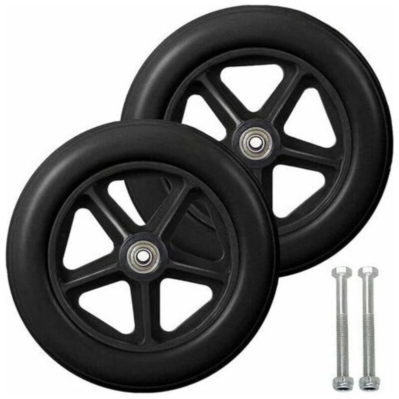 Roulette Avant De 8 Pouces, 2pcs Roues De Remplacement pour Fauteuil Roulan, Pneu Solide Antidérapant, 190mm Gris en Noir, Roues pour Fauteuils
