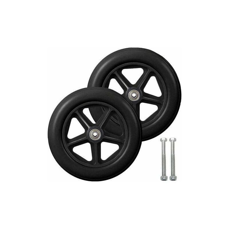 Start - Roulette Avant De 8 Pouces, 2pcs Roues De Remplacement pour Fauteuil Roulan, Pneu Solide Antidérapant, 190mm Gris en Noir, Roues pour