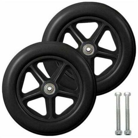Roulette Avant De 8 Pouces, 2pcs Roues De Remplacement pour Fauteuil Roulan, Pneu Solide Antidérapant, 190mm Gris en Noir, Roues pour Fauteuils Roulants, Déambulateurs, Marcheurs（Noir）