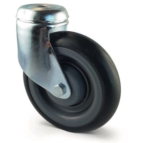 Roulette CADDISTAR pivotante OEIL Ø 125 mm Caoutchouc GRIS à ROULEMENT