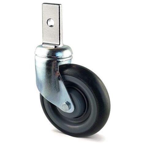 Roulette CADDISTAR pivotante PATTE VERTICAL  Ø 125 mm Caoutchouc GRIS  à ROULEMENT