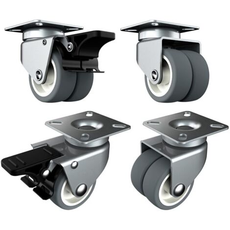 Roulette Charge Lourde de 50mm Roulettes pour Meubles avec Frein de Sécurité pour Charges Lourdes Capacité Totale de 400KG (2 avec Frein et 2 sans)