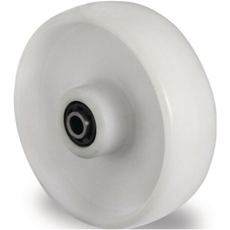 Roulette D.150mm Capacité 300kg PA blanc Axe D.20mm Longueur du moyeu 59mm PROMAT