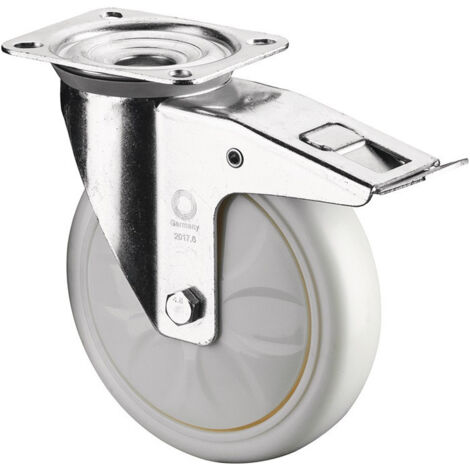 Roulette D.150mm Capacité.300kg avec frein 135x110mm blanc BS ROLLEN
