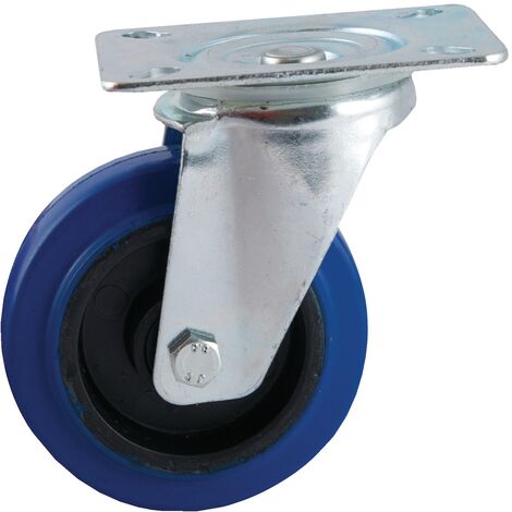 Roulette D160mm caoutchouc bleu platine pivotante - AVL - 527835O