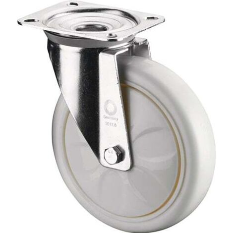 Roulette D.200mm Capacité.600kg plastique L138xB110mm blanc BS ROLLEN