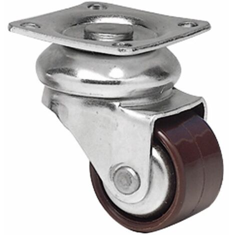 Roulette de meuble Mini Forte diamètre 30mm hauteur 50mm charge 45kg sans frein avec platine 39x39mm - GUITEL-POINT M