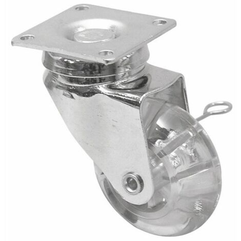 Roulette de meuble Novochrom diamètre 50mm hauteur 72mm charge 40kg sans frein avec platine 42x42mm - GUITEL-POINT M