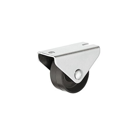 Roulette de meuble sur platine bandage plastique 661.23 - Capacité de charge : 20 kg - Diamètre : 25 mm - Fonctionnement : fixe - Hauteur de la roulette : 28 mm - HAFELE