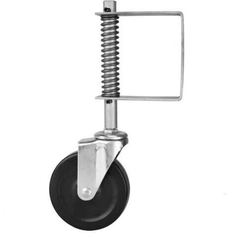 Roulette de portail en caoutchouc 10,2 cm avec ressort et pivotante, très résistante, capacité de charge de 99,8 kg LO-Ron