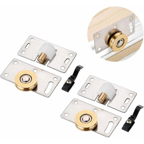 Roulette de Porte Coulissante Placard la Porte Poulie Coulissante, Poulie Dispositif de Glissement Accessoires de Matériel, pour Placard Armoire Cabinet,2 Paires