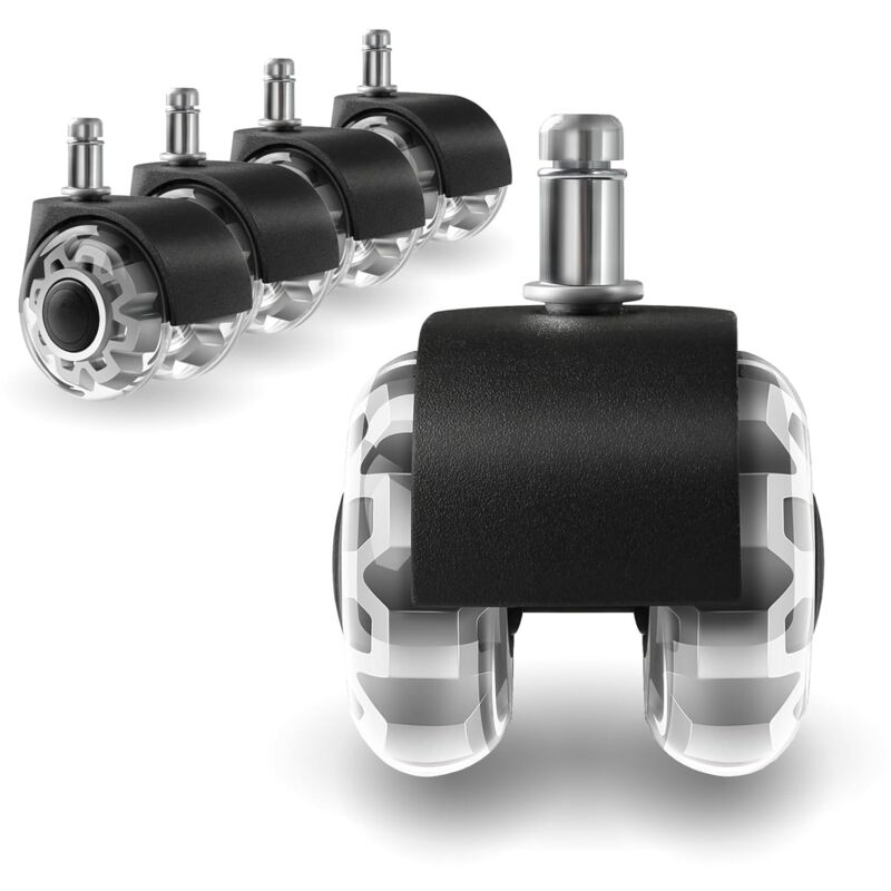 Rapanda - Roulette de rechange pour chaise de bureau, roulette en caoutchouc de 2 pouces, roulette de rechange extra douce et robuste, roulette de