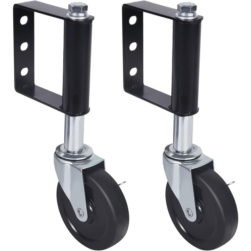 Roulette de support pour portail de jardin - Roulette de support de portail avec 3 trous - Technique de traction à ressort - Rotative - Charge lourde