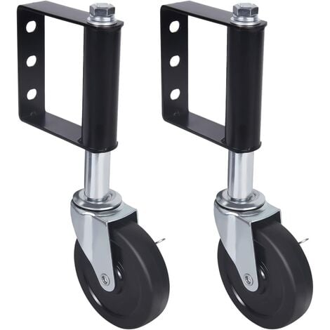 Roulette de support pour portail de jardin - Roulette de support de portail avec 3 trous - Technique de traction à ressort - Rotative - Charge lourde - Clôture de porte