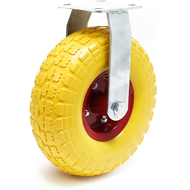 Wiltec - Roulette de transport fixe increvable – ø 258 mm – Capacité 150 kg – en pu Polyuréthane – Roue avec Plaque de montage – Transport Appareil