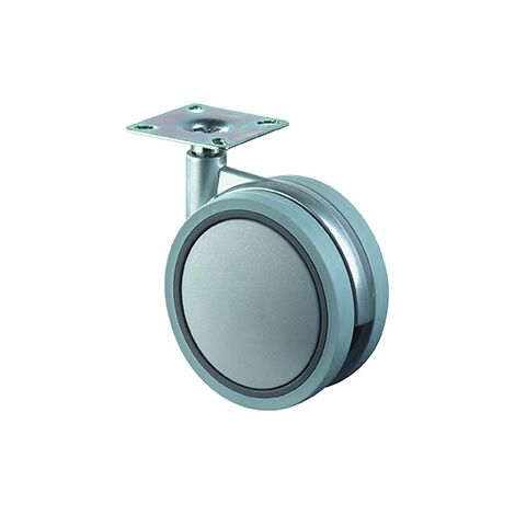 Roulette double avec plaque 40mm silbergris