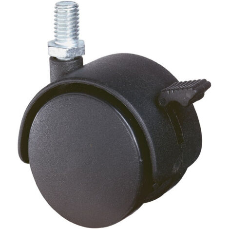 Roulette double en plastique D. de la roue 50 mm cap. charge 40 kg M8 polyamide noir RAL 9005