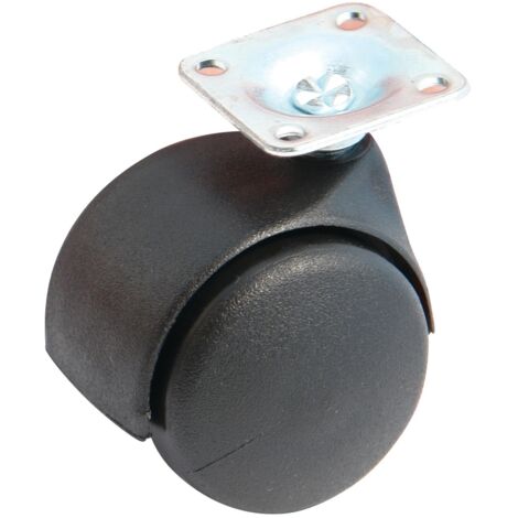 Roulette double galet noire 40mm platine carré pivotante en platine AVL 595019A