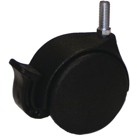 Roulette double galet noire diamètre 50mm tige M10 à frein AVL 595526A
