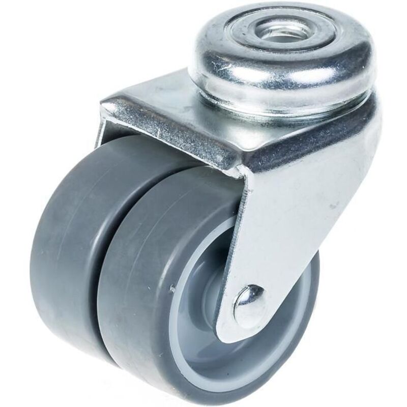 Roulette - Double - Grey Rubber - 50mm - Capacity 70kg