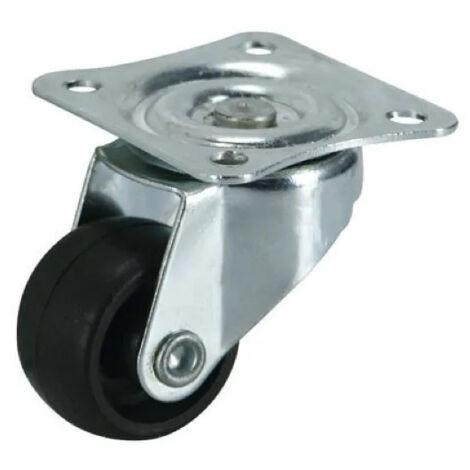 Roulette drill D. 40 mm noir à platine pivotante, H. 52 mm