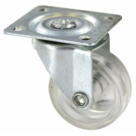 Roulette éco translucide pivotante diamètre 25 mm sur platine - GUITEL-POINT M