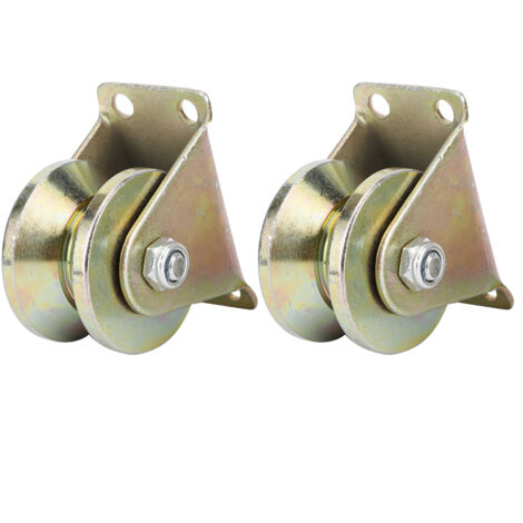 Roulette en forme de V pour rail de porte coulissante avec support pour rail inversé