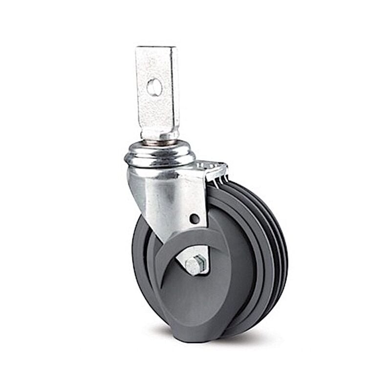 Roulette escalator pivotante patte vertical ø 125 mm Caoutchouc gris à roulement