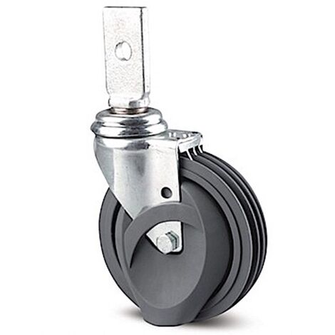 Roulette ESCALATOR pivotante PATTE VERTICAL Ø 125 mm Caoutchouc GRIS à ROULEMENT