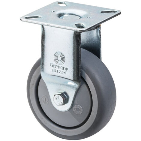 Roulette fixe 100 mm 65 kg caoutchouc plein 60 x 60 mm