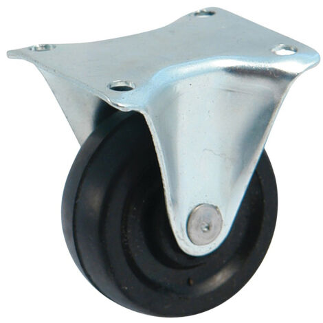 Roulette fixe à platine rectangulaire AVL 66 mm caoutchouc zinguée