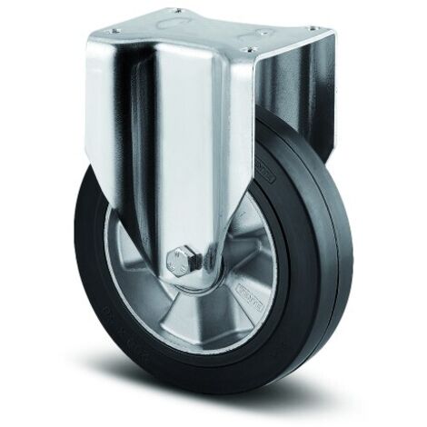 Roulette fixe caoutchouc - à platine - charge lourde - ø 160 mm - Zeta