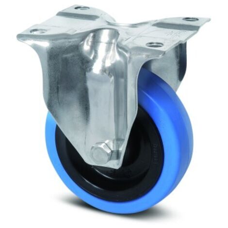 Roulette fixe - caoutchouc élastique bleu - alimentaire - ø 100mm - Alpha