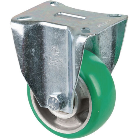 Roulette fixe D.100mm Trgf.200kg plateau PU L105xL85mm Coloris Rl.vert BS ROLLS