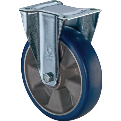 Roulette fixe D.80mm Trgf.170kg plateau PU L105xL85mm Couleur Rl.bleu BS ROLLS
