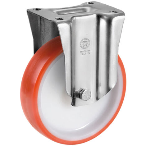 Roulette fixe diamètre 100 mm roue polyuréthane rouge - 170 Kg