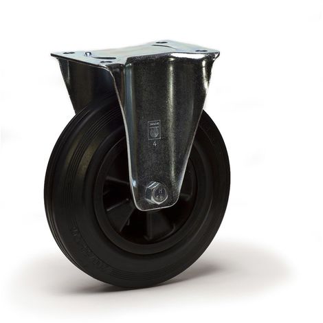 Roulette fixe diamètre 125 mm caoutchouc noir - 100 Kg