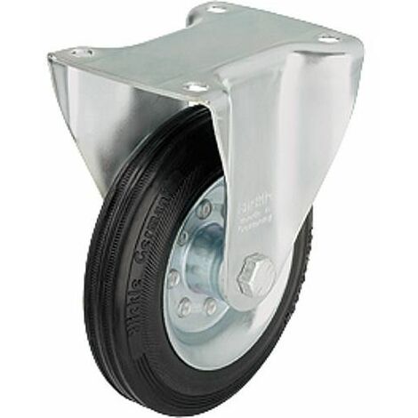 Roulette fixe en caoutchouc B-VE 160R, charge limite 135 kg roue diam. 160 mm,dim plaque 140x110mm