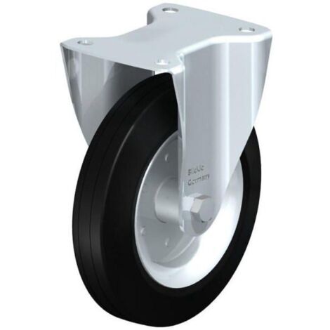 Roulette fixe en caoutchouc B-VE 200R, charge limite 205 kg roue diam. 200mm, dim plaque 140x110mm