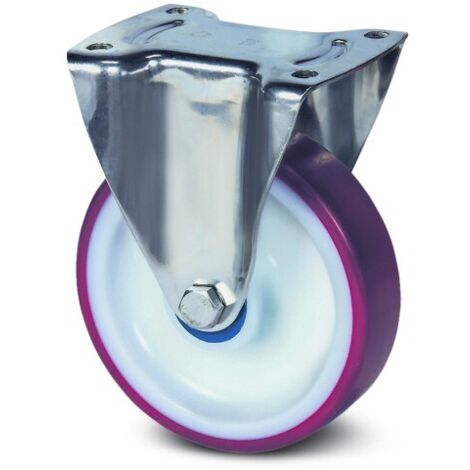 Roulette fixe inox - bandage rouge - platine - ø de roue 100 mm - Alpha