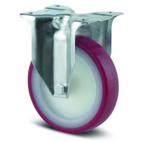 Roulette fixe polyuréthane rouge - charge standard - ø 80 mm - Alpha