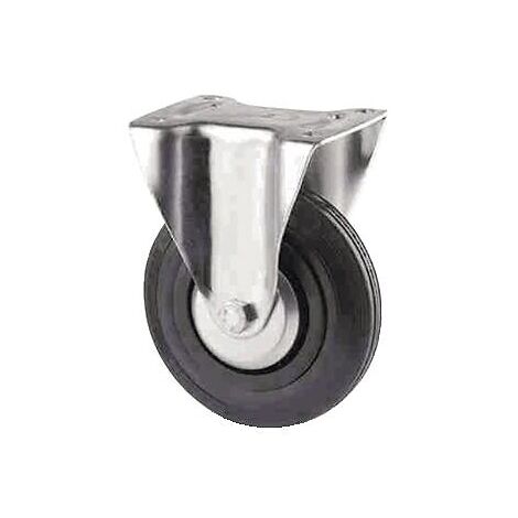 Roulette fixe sur platine charges légères 3478 charge 70kg roue caoutchouc diamètre 80mm avec moyeu lisse - Tente