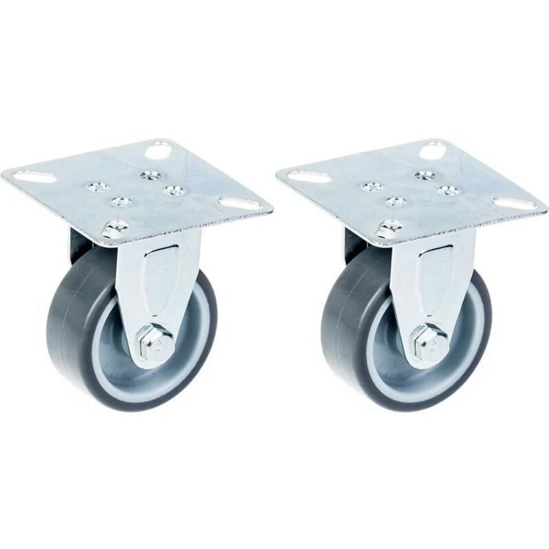 Roulette - Gray rubber - Fixed - 50 mm - Capacity 80 kg - Set of 2