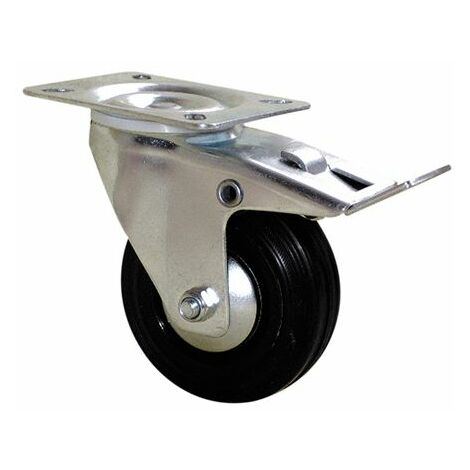 Roulette industrielle Pivotant avec frein Guitel Hervieu, Acier galvanisé, Ø 100mm, 100kg ( Prix pour 1 )