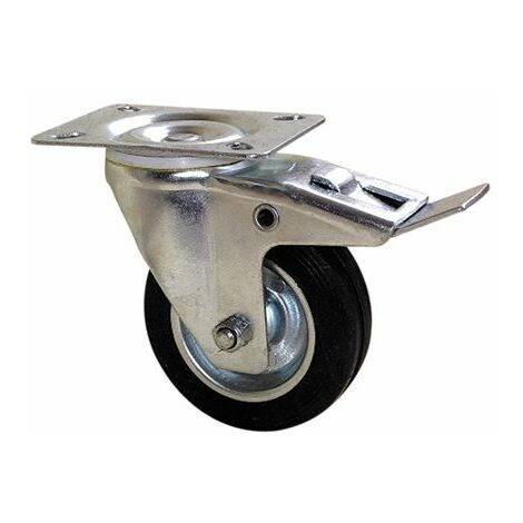 Roulette industrielle Pivotant avec frein Guitel Hervieu, Acier galvanisé, Ø 100mm, 100kg ( Prix pour 1 )