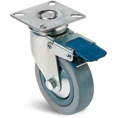 Roulette industrielle Pivotant avec frein Guitel Hervieu, Acier galvanisé, Ø 100mm, 70kg ( Prix pour 1 )