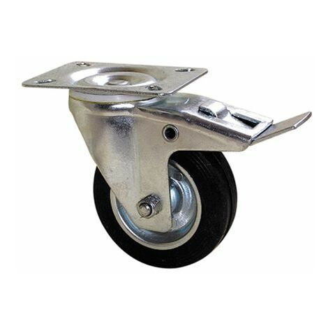 Roulette industrielle Pivotant avec frein Guitel Hervieu, Acier galvanisé, Ø 125mm, 125kg ( Prix pour 1 )