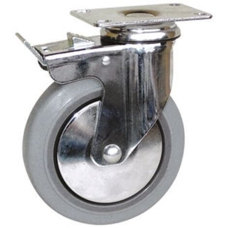 Roulette industrielle Pivotant avec frein Guitel Hervieu, Acier galvanisé, Ø 125mm, 90kg ( Prix pour 1 )